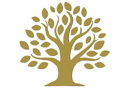 Gold tree silhouette on a black background